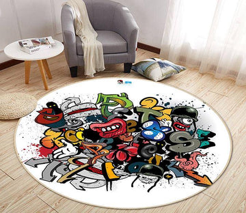 3D Doodle Hand Drawn 087 Round Non Slip Rug Mat Mat AJ Creativity Home 