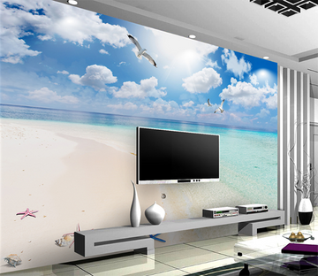 3D Seagull Starfish 112 Wallpaper AJ Wallpaper 