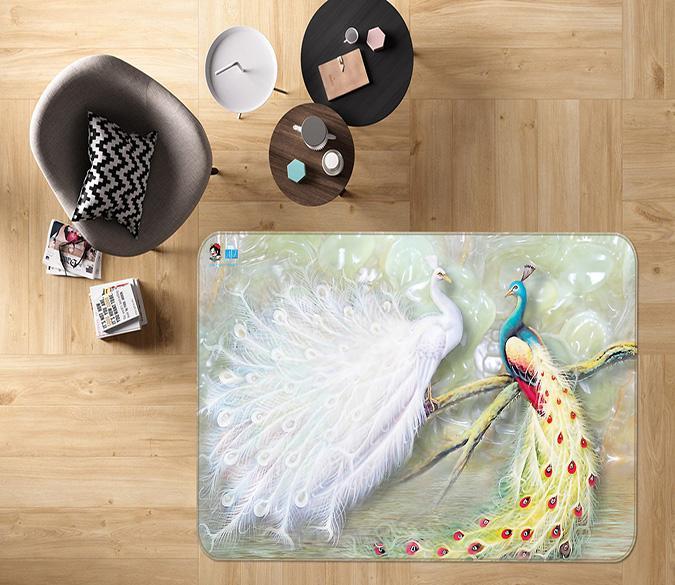 3D White Peacock 564 Non Slip Rug Mat Mat AJ Creativity Home 