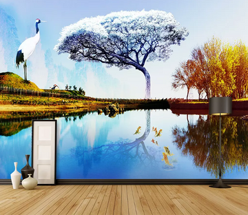 3D Blue Tree Crane 1291 Wallpaper AJ Wallpaper 2 