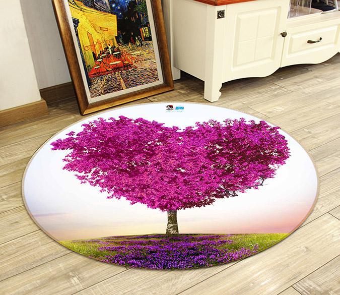 3D Love Tree 054 Round Non Slip Rug Mat Mat AJ Creativity Home 