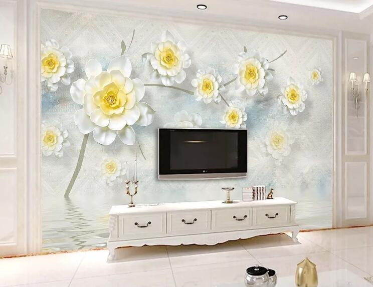 3D Yellow Flower WG11 Wall Murals Wallpaper AJ Wallpaper 2 