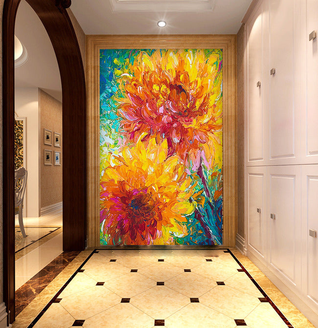 3D Orange Daisy WG148 Wall Murals
