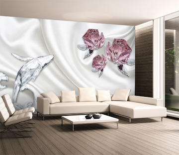3D Dolphin Crystal 369 Wallpaper AJ Wallpaper 