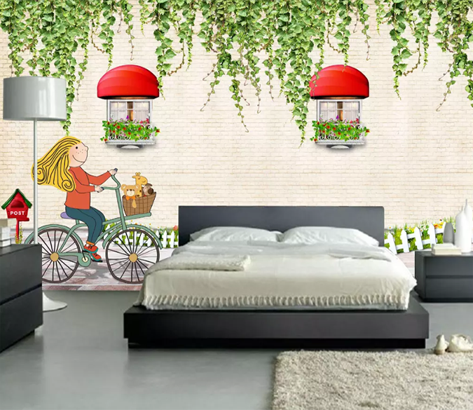 3D Vine Window Bicycle 1148 Wallpaper AJ Wallpaper 2 