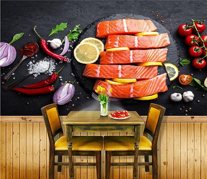 3D Fish Steak Lemon Slices 101 Wallpaper AJ Wallpaper 
