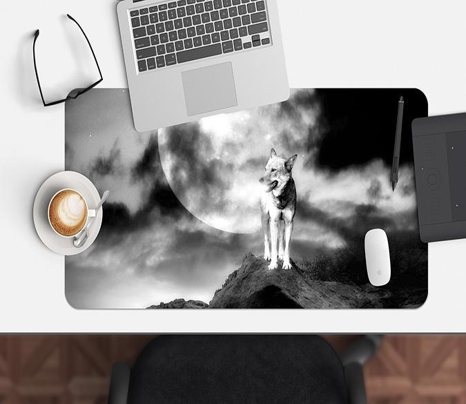 3D Moon Wolf 102 Desk Mat Mat AJ Creativity Home 
