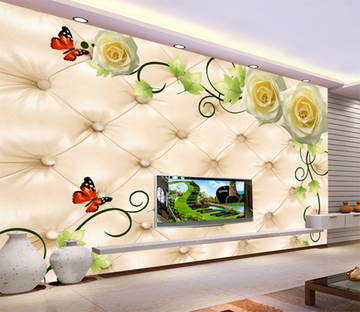 3D Butterfly Rose 341 Wallpaper AJ Wallpaper 