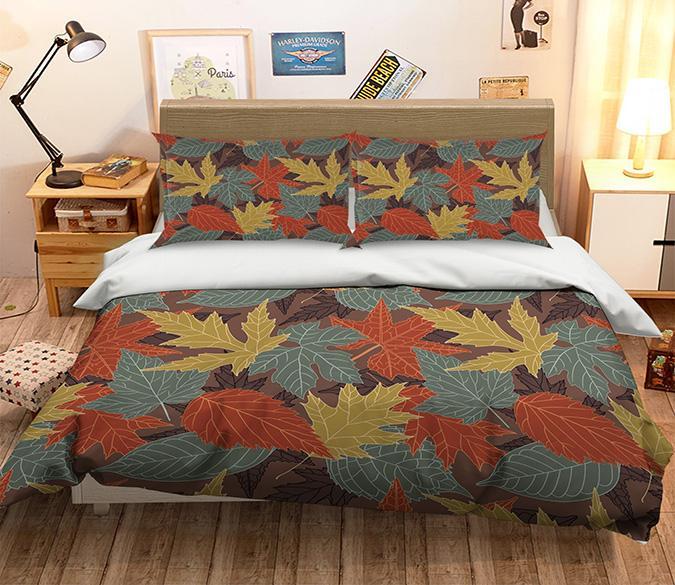3D Maple Leaf 040 Bed Pillowcases Quilt Wallpaper AJ Wallpaper 