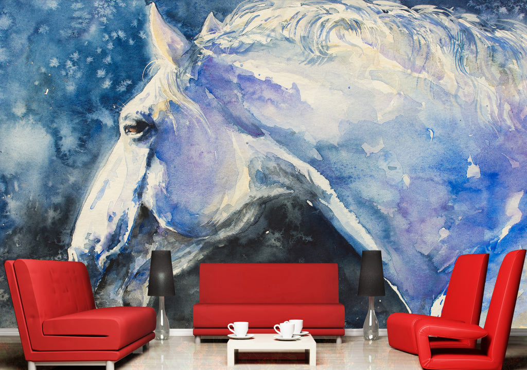 3D White Horse WG248 Wall Murals