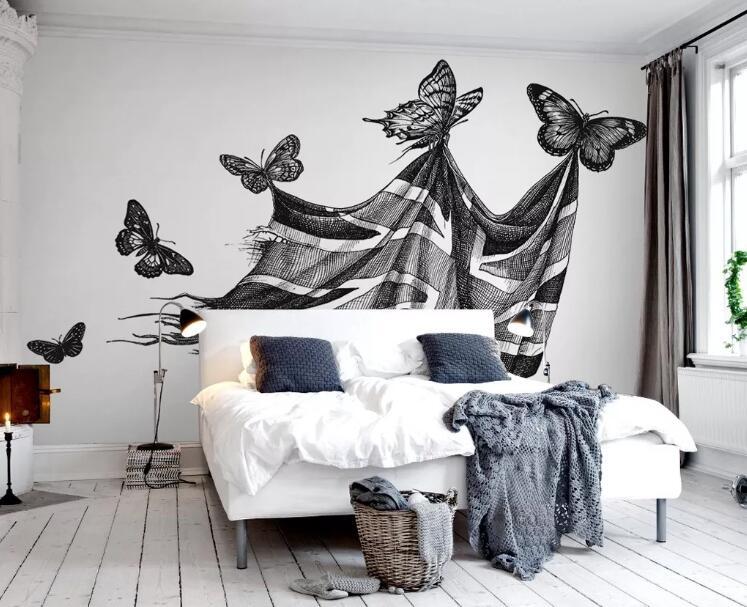 3D Black Butterfly 140 Wall Murals Wallpaper AJ Wallpaper 2 