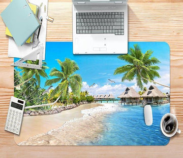 3D Coconut Beach 006 Desk Mat Mat AJ Creativity Home 