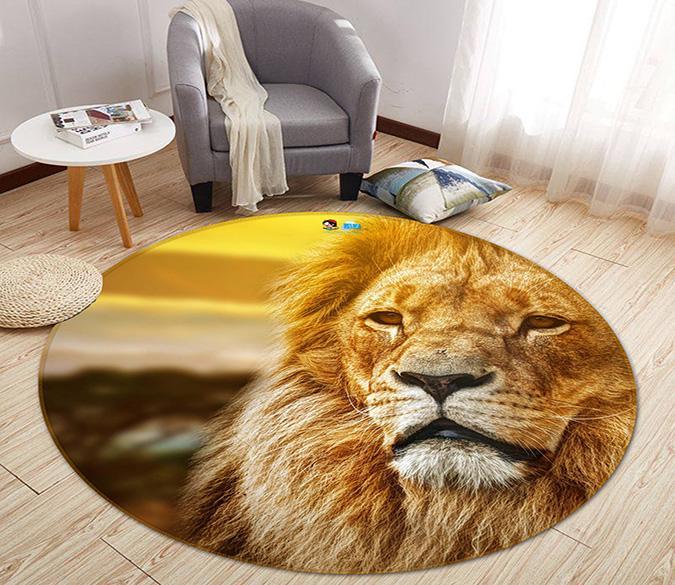 3D Lion Head 013 Round Non Slip Rug Mat Mat AJ Creativity Home 