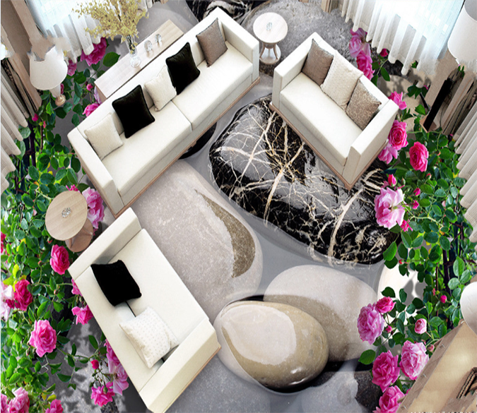 3D Stone Flower 042 Floor Mural Wallpaper AJ Wallpaper 2 