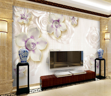 3D White Rose 466 Wallpaper AJ Wallpaper 