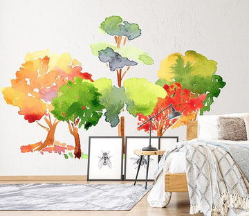 3D Gouache Painting Tree 192 Wall Stickers Wallpaper AJ Wallpaper 