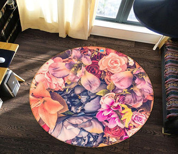 3D Hand Painted Safflower 246 Round Non Slip Rug Mat Mat AJ Creativity Home 