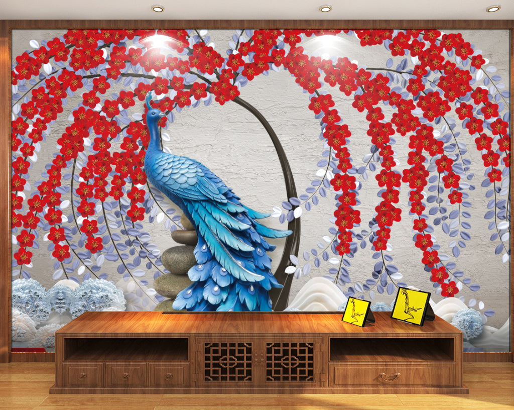 3D Peacock Flower WG479 Wall Murals