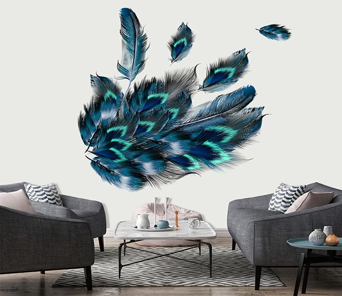 3D Beautiful Peacock Feather 080 Wall Stickers Wallpaper AJ Wallpaper 