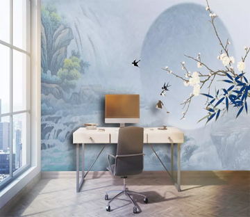 3D Moon Swallows Flying 1120 Wallpaper AJ Wallpaper 2 