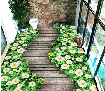 3D White Flowers 078 Floor Mural Wallpaper AJ Wallpaper 2 