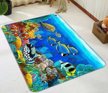 3D Seaweed Fish 543 Non Slip Rug Mat Mat AJ Creativity Home 