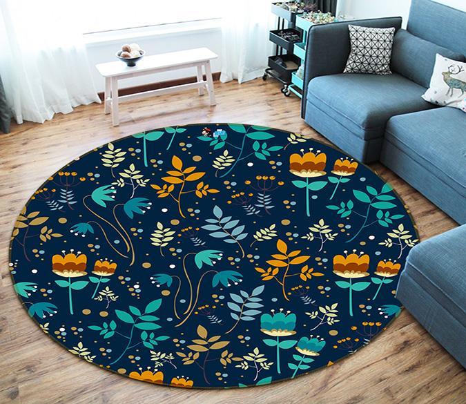 3D Leaf Pattern 189 Round Non Slip Rug Mat Mat AJ Creativity Home 