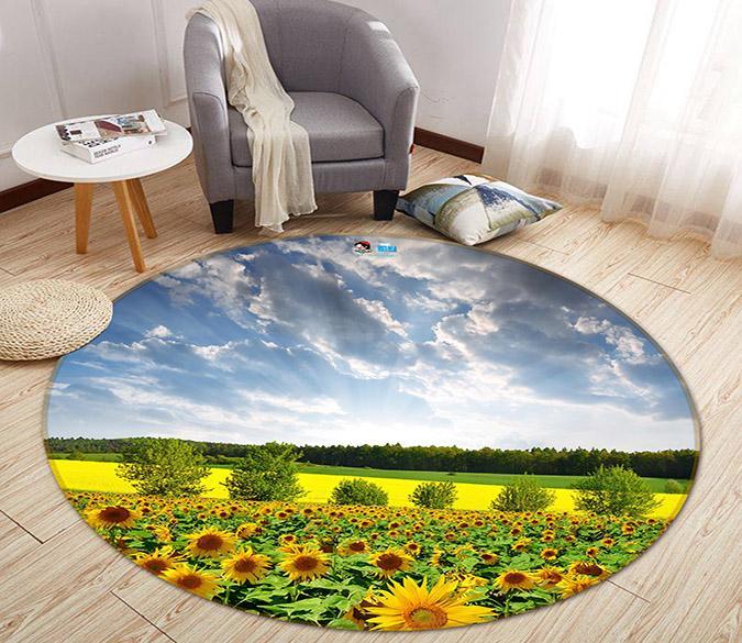 3D Sunflower Field 348 Round Non Slip Rug Mat Mat AJ Creativity Home 