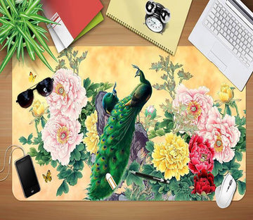 3D Peacock Flower 052 Desk Mat Mat AJ Creativity Home 