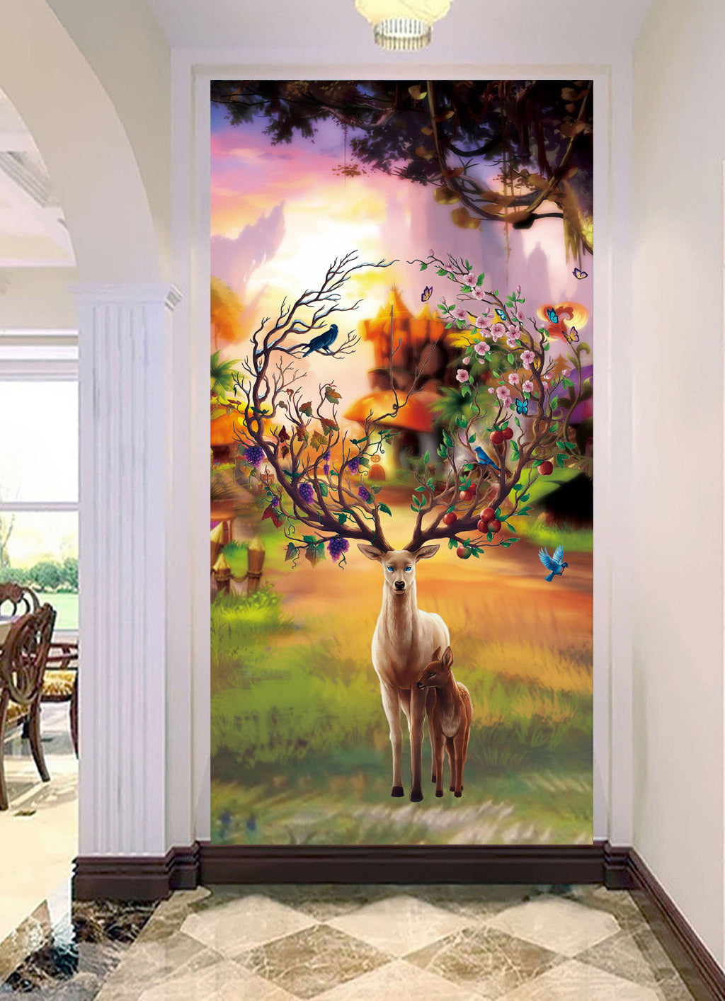 3D Sunset Deer WG108 Wall Murals