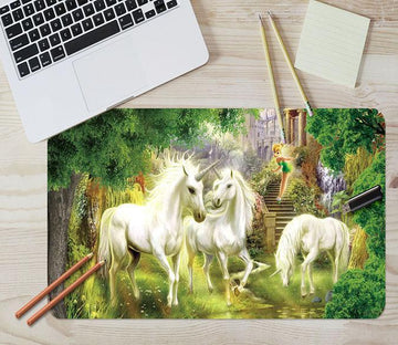 3D Woodland Unicorn 002 Desk Mat Mat AJ Creativity Home 
