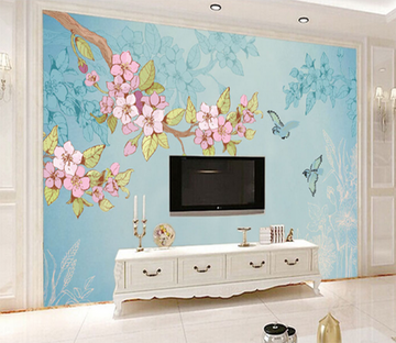3D Floral Bird 507 Wallpaper AJ Wallpaper 
