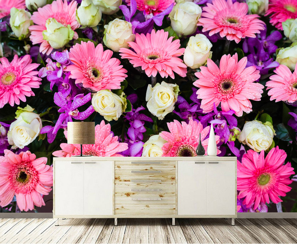3D Rose Chrysanthemum WC046 Wall Murals