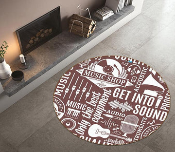 3D Guitar Microphone 281 Round Non Slip Rug Mat Mat AJ Creativity Home 