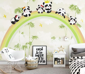 3D Rainbow Bamboo Panda 303 Wallpaper AJ Wallpaper 2 