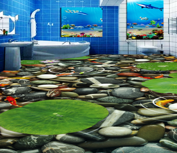 3D Lotus Leaf 089 Floor Mural Wallpaper AJ Wallpaper 2 