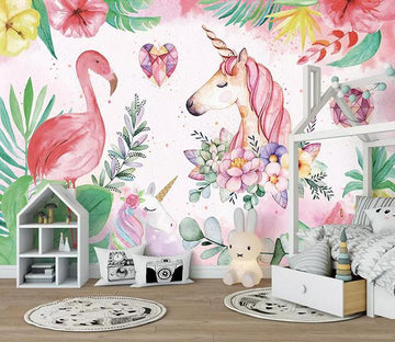 3D Flamingo Unicorn 299 Wallpaper AJ Wallpaper 