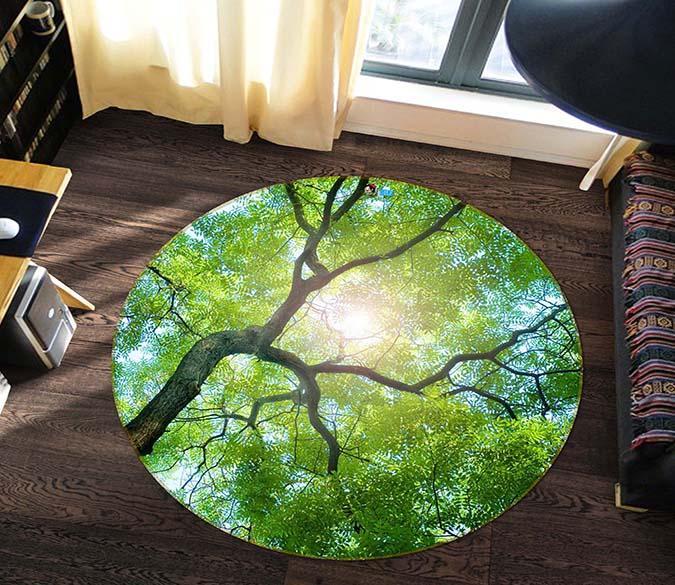 3D Sunshine Tree 051 Round Non Slip Rug Mat Mat AJ Creativity Home 