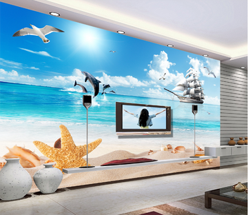 3D Beach Ship 491 Wallpaper AJ Wallpaper 