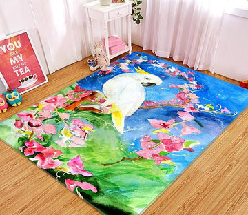 3D White Parrot 043 Non Slip Rug Mat Mat AJ Creativity Home 