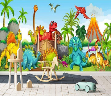 3D Cartoon Dinosa Volcanic 239 Wallpaper AJ Wallpaper 