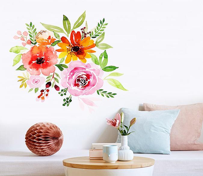 3D Flower Gouache 173 Wall Stickers Wallpaper AJ Wallpaper 