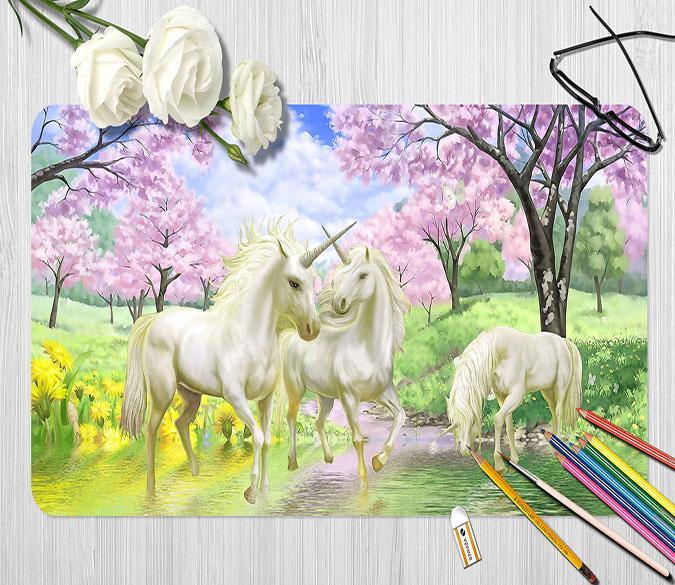 3D Beautiful Unicorn 009 Desk Mat Mat AJ Creativity Home 