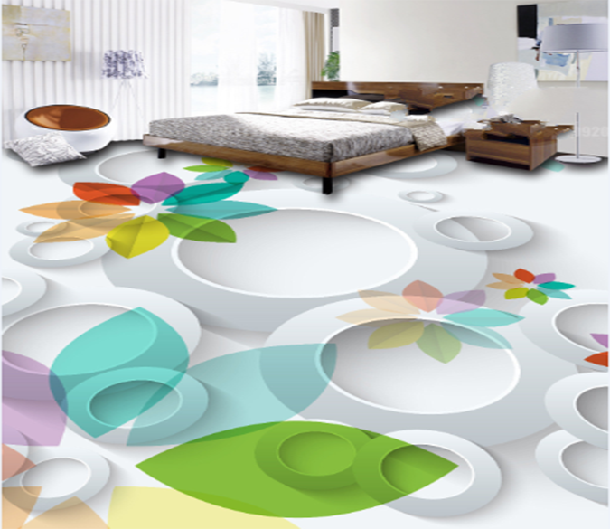 3D White Circle 040 Floor Mural Wallpaper AJ Wallpaper 2 