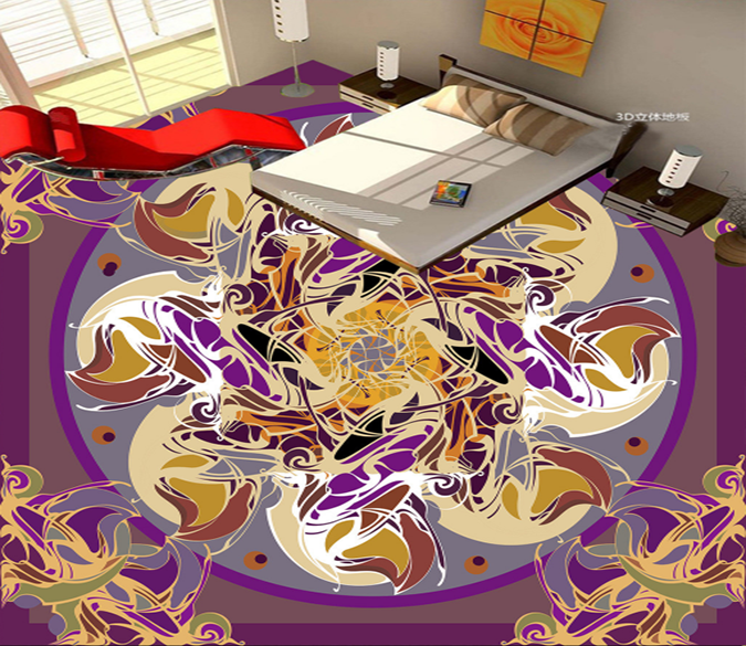 3D Flower Line 026 Floor Mural Wallpaper AJ Wallpaper 2 