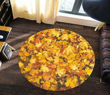 3D Yellow Leaf 236 Round Non Slip Rug Mat Mat AJ Creativity Home 