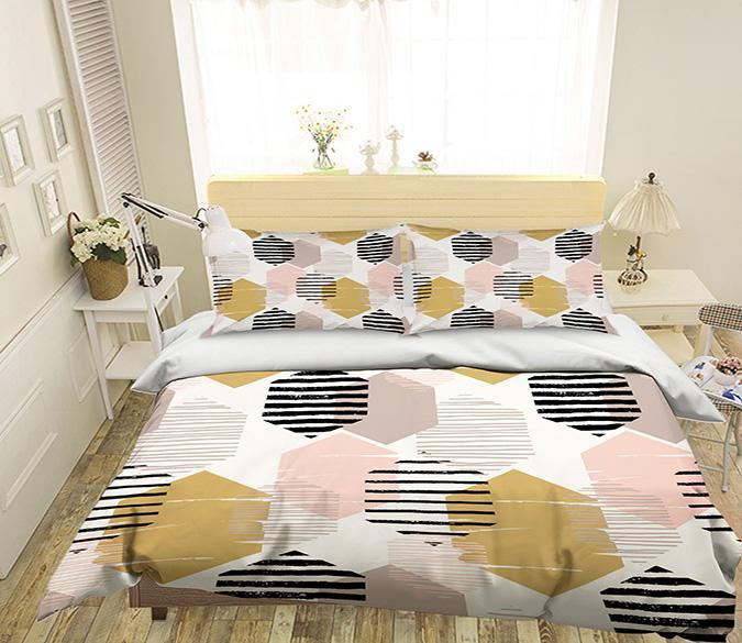 3D Hexagon Pattern 066 Bed Pillowcases Quilt Wallpaper AJ Wallpaper 