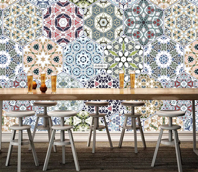 3D Hexagonal Color Pattern 346 Wallpaper AJ Wallpaper 2 