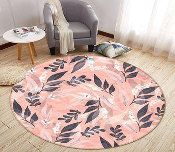 3D Powder Leaves 219 Round Non Slip Rug Mat Mat AJ Creativity Home 