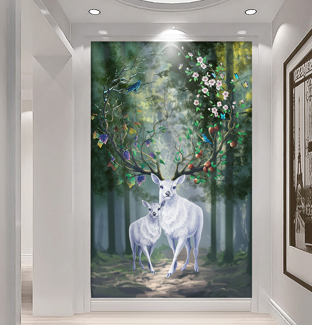 3D Deer Grape Apple WG075 Wall Murals